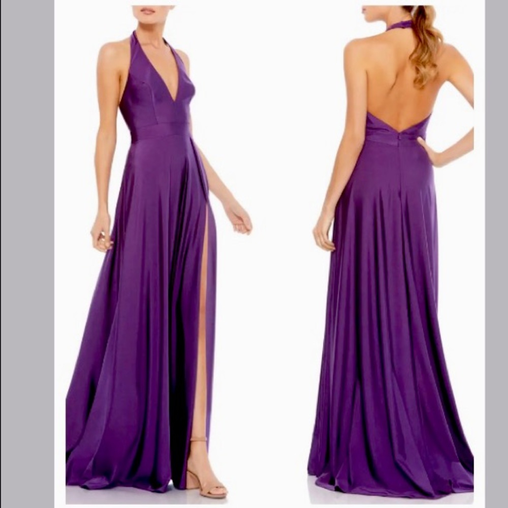 MAC DUGGAL Halter Neck Satin A-Line Gown